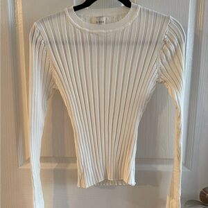 Dissh Sylvia White Ribbed Long Sleeve Top